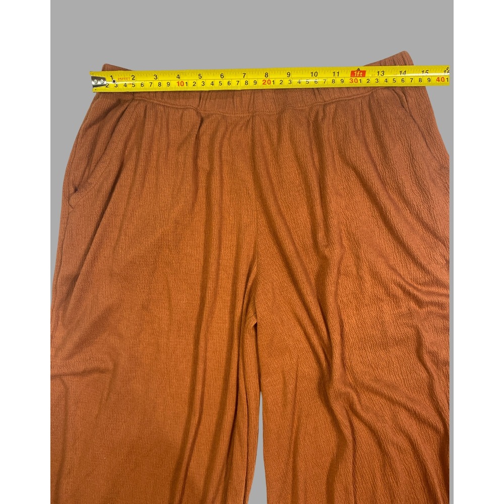 Womens Rust Orange Wide Leg Lounge Pants Textured Size M Travel Minimalist - Picture 8 of 10